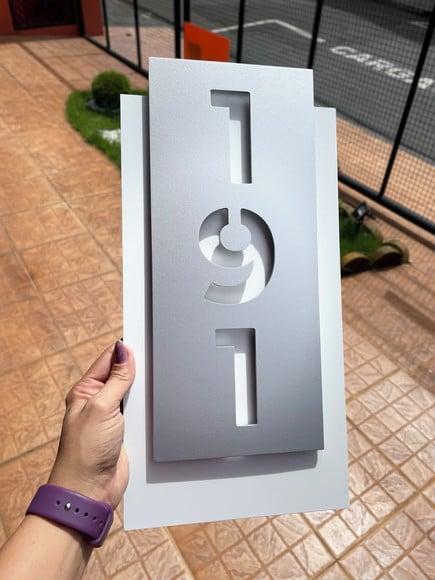 Algarismo Residencial Acm com Acm Prata- 3 Dígitos 20x40