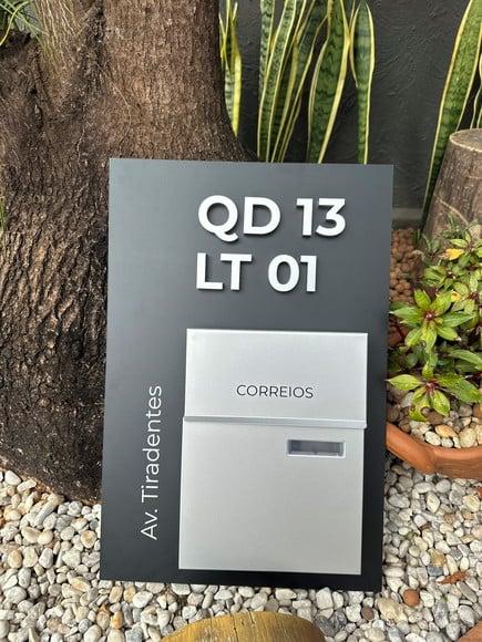 Algarismo Residencial Acm com Caixa de Correio 65x40 Frontal