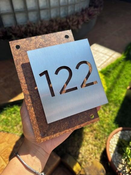 Algarismo Residencial Acm com Inox - 12x18