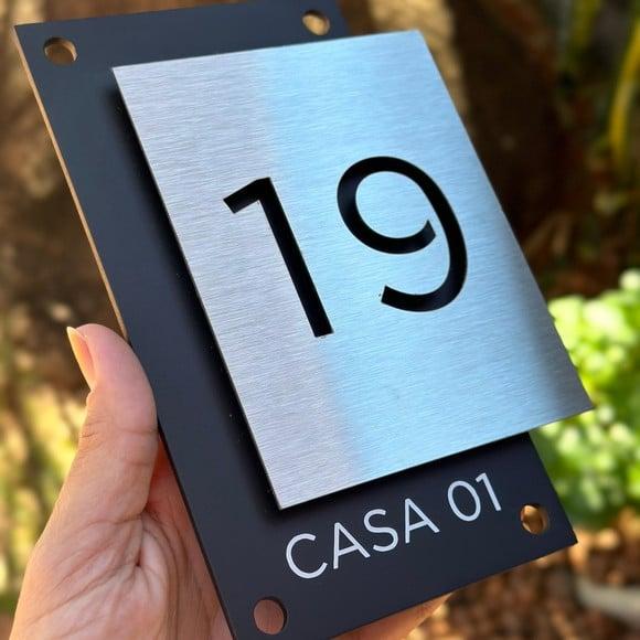 Algarismo Residencial Acm com Inox - 12x18