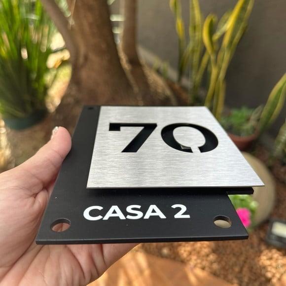 Algarismo Residencial Acm com Inox - 12x18