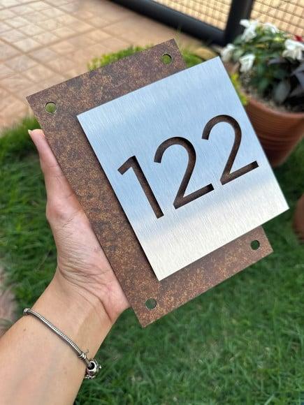 Algarismo Residencial Acm com Inox - 12x18