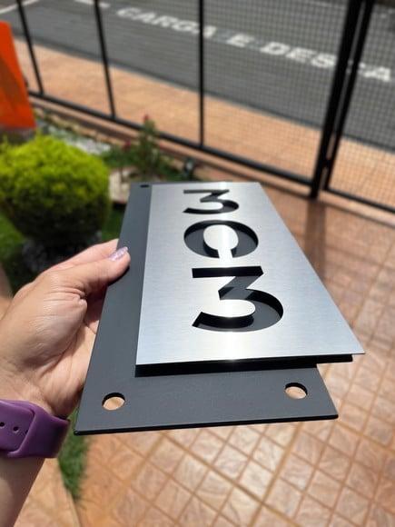Algarismo Residencial Acm com Inox - 3 Dígitos 14x33
