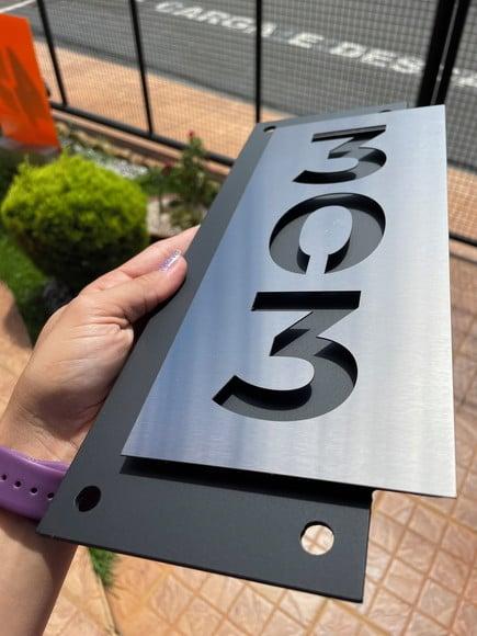 Algarismo Residencial Acm com Inox - 3 Dígitos 14x33