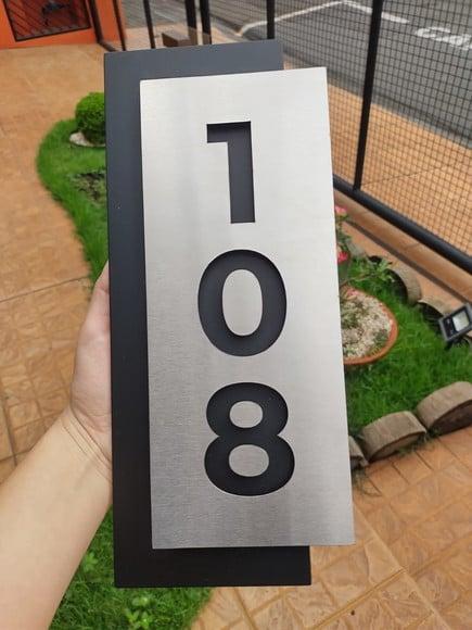 Algarismo Residencial Acm com Inox - 3 Dígitos 14x33