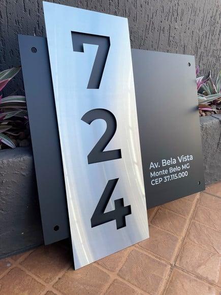 Algarismo Residencial Acm com Inox - 3 Dígitos 60x55