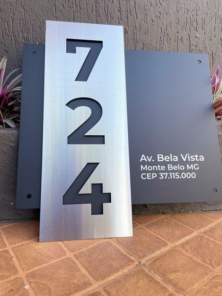 Algarismo Residencial Acm com Inox - 3 Dígitos 60x55