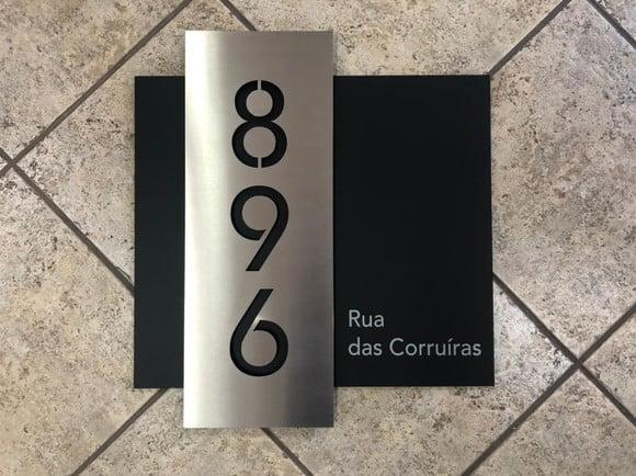 Algarismo Residencial Acm com Inox - 3 Dígitos 60x55