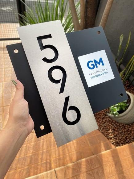 Algarismo Residencial Acm com Inox - 3 Dígitos com Logo33x30