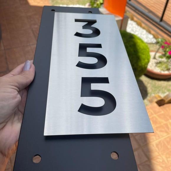 Algarismo Residencial Acm e Inox - 3 Dígitos 14x33