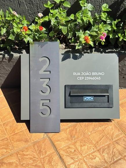 Algarismo Residencial Acm+inox com Caixa de Correio 60x55