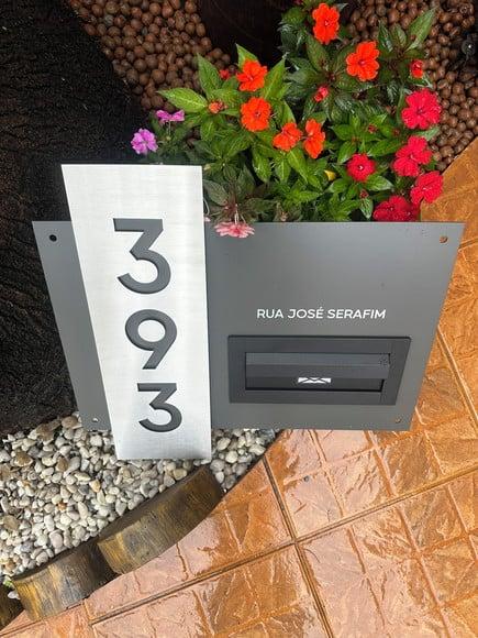 Algarismo Residencial Acm+inox com Caixa de Correio 60x55