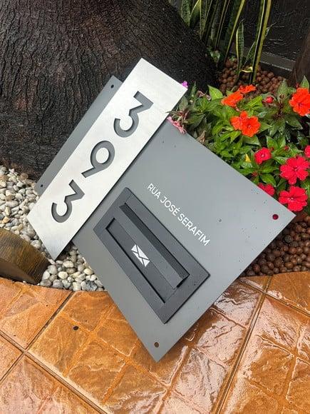 Algarismo Residencial Acm+inox com Caixa de Correio 60x55