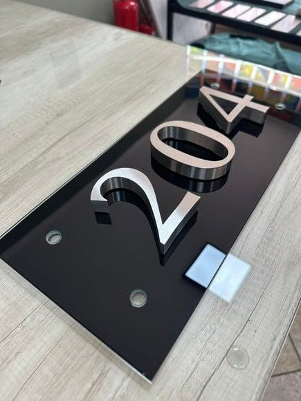 Algarismo Vidro com Inox+kit Prolongadores - 3 Dígitos 50x22