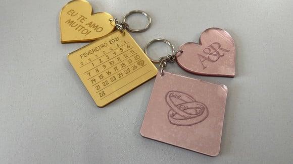 Chaveiro Acrílico Calendário - Aniversário Casamento, Namoro