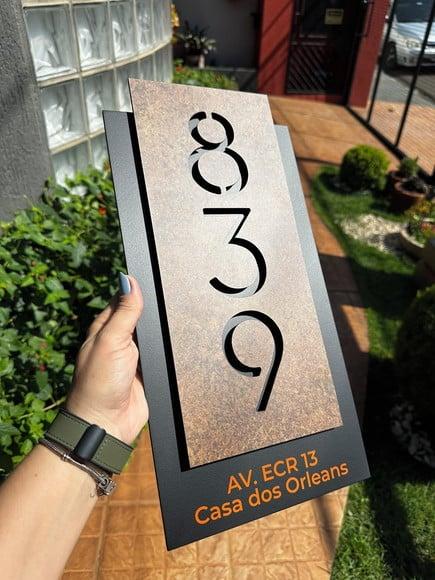 Número para Casa Acm com Acm Corten - 3 Dígitos 20x40