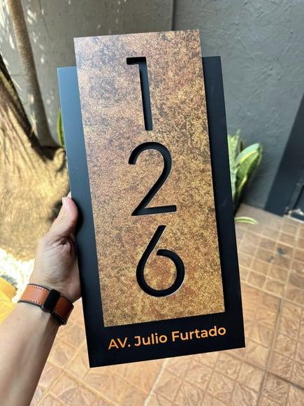 Número para Casa Acm com Acm Corten - 3 Dígitos 20x40