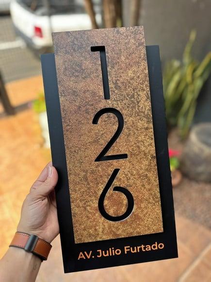 Número para Casa Acm com Acm Corten - 3 Dígitos 20x40