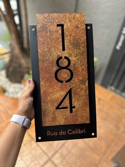 Número para Casa Acm com Acm Corten - 3 Dígitos 20x40