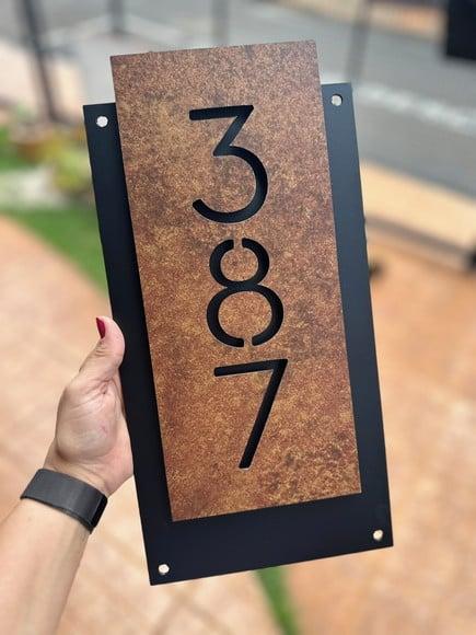Número para Casa Acm com Acm Corten - 3 Dígitos 20x40