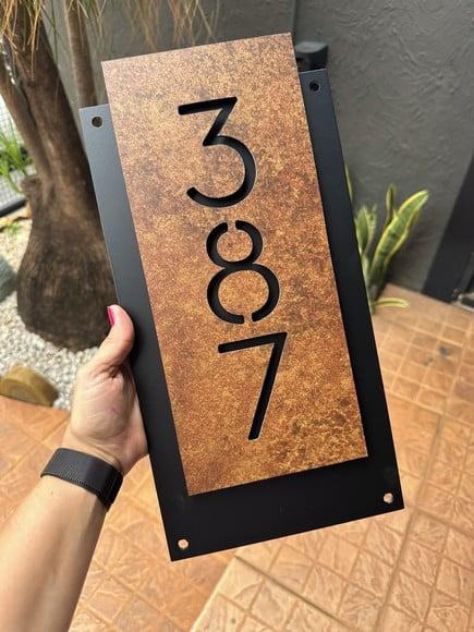 Número para Casa Acm com Acm Corten - 3 Dígitos 20x40