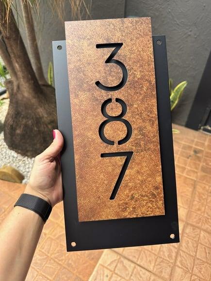 Número para Casa Acm com Acm Corten - 3 Dígitos 20x40