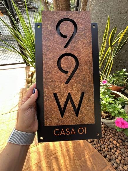 Número para Casa Acm com Acm Corten - 3 Dígitos 20x40