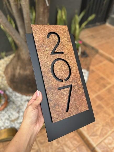 Número para Casa Acm com Acm Corten - 3 Dígitos 20x40