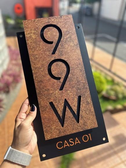 Número para Casa Acm com Acm Corten - 3 Dígitos 20x40
