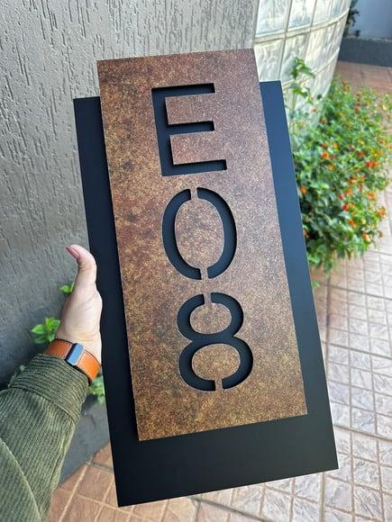 Número para Casa Acm com Acm Corten - 3 Dígitos 25x50