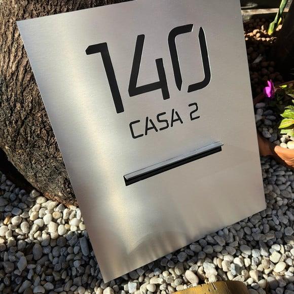 Número Residencial Acm Inox 68x45 Caixa de Correio Posterior