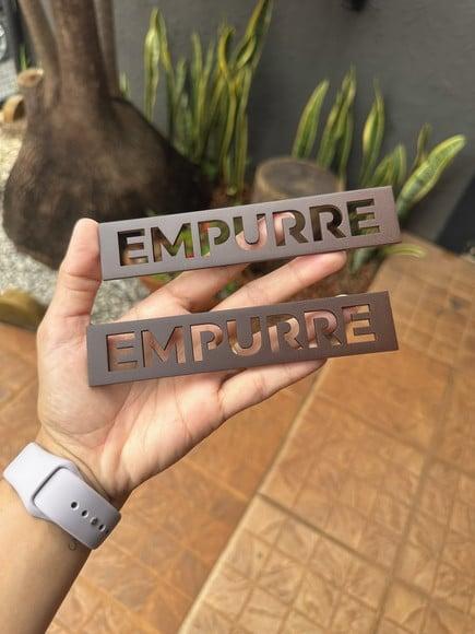 Placa -empurre - Modelo Caulim 15x3cm - Acrílico Pintado