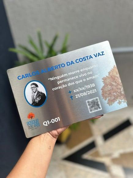 Placa Cemitério - Memorial em Inox com Impressão Uv - 20x15