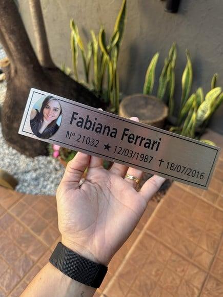 Placa Cemitério - Memorial em Inox com Impressão Uv - 5,3x23