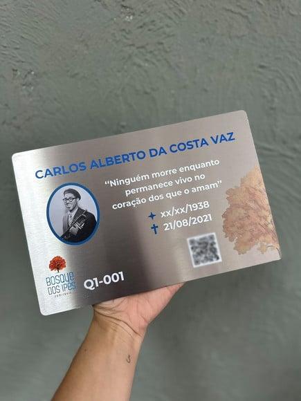 Placa Cemitério - Memorial em Inox com Impressão Uv - 20x15