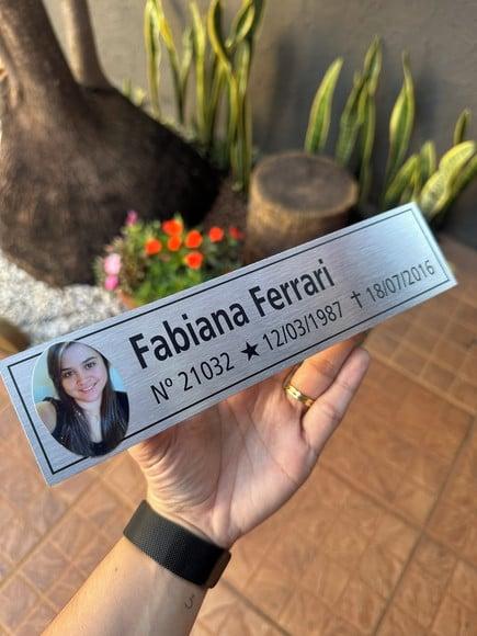 Placa Cemitério - Memorial em Inox com Impressão Uv - 5,3x23