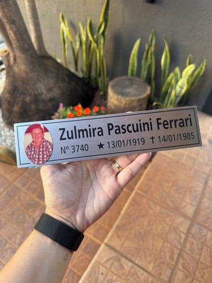 Placa Cemitério - Memorial em Inox com Impressão Uv - 5,3x23