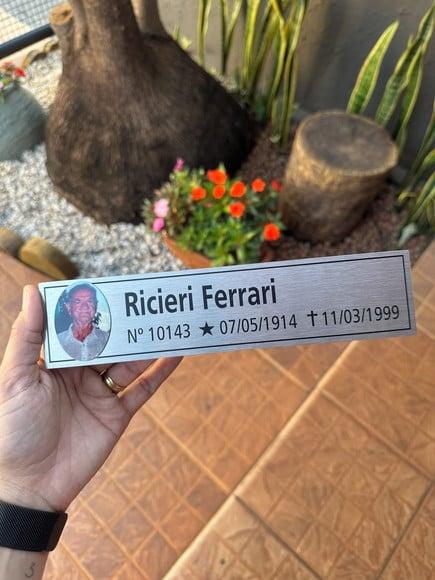Placa Cemitério - Memorial em Inox com Impressão Uv - 5,3x23