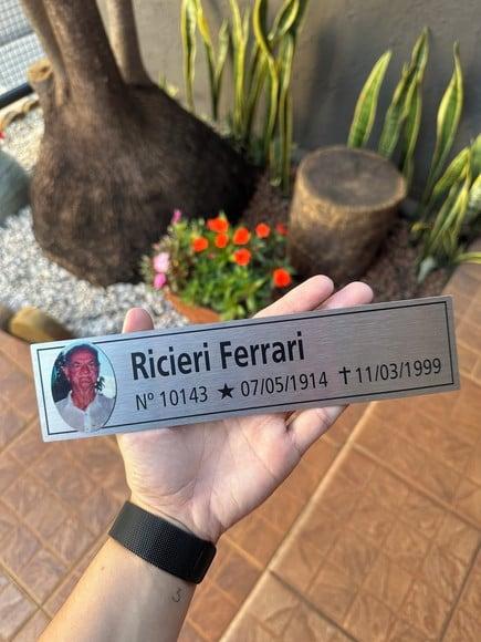 Placa Cemitério - Memorial em Inox com Impressão Uv - 5,3x23