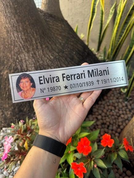Placa Cemitério - Memorial em Inox com Impressão Uv - 5,3x23