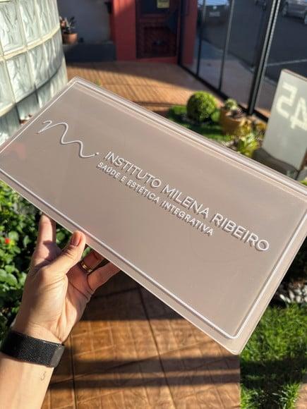 Placa Comércio Acrilico Adesivo Frontal 40x20 Impressão Uv