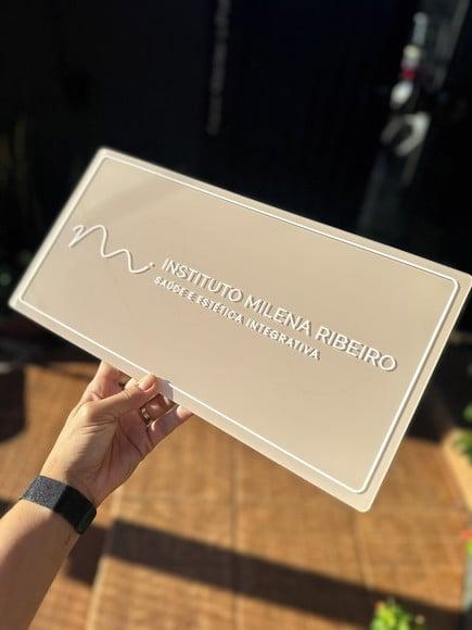 Placa Comércio Acrilico Adesivo Frontal 40x20 Impressão Uv