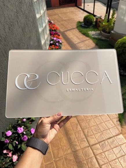 Placa de Comércio Acrílico - Aplicação Adesivo Frontal 40x24