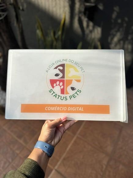 Placa de Comércio Acrilico - Efeito Cristal 40x24