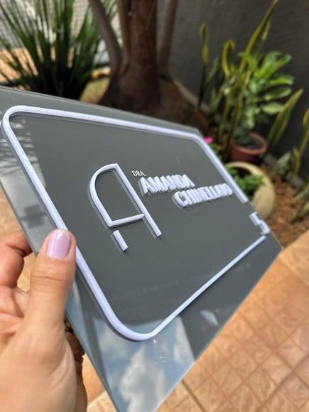 Placa de Comércio com Sobreposição em Acrílico - 40x24