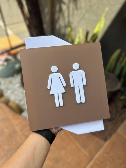 Placa de Identificação Banheiro Modelo Bari 20x25