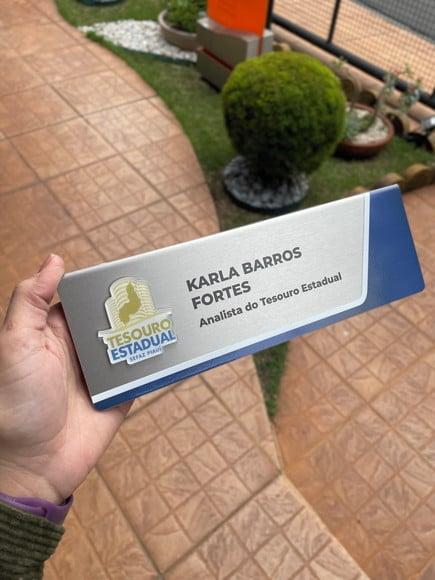 Placa de Identificação de Mesa - Inox e Acrílico 25x8