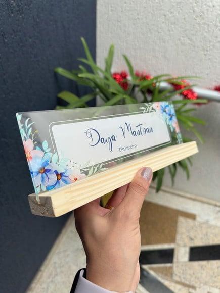 Placa de Identificação de Mesa - mdf e Acrílico 26x6,5