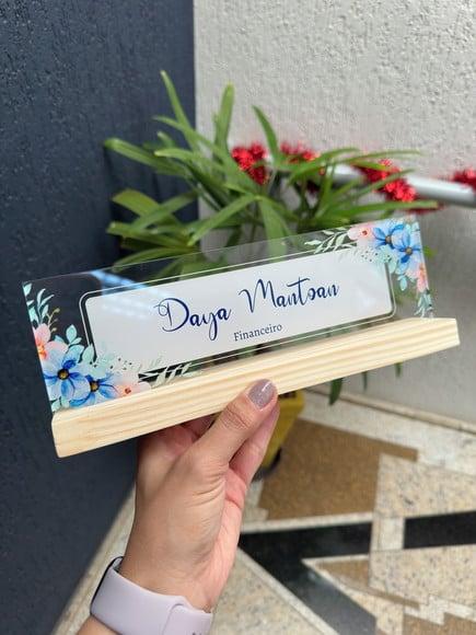 Placa de Identificação de Mesa - mdf e Acrílico 26x6,5