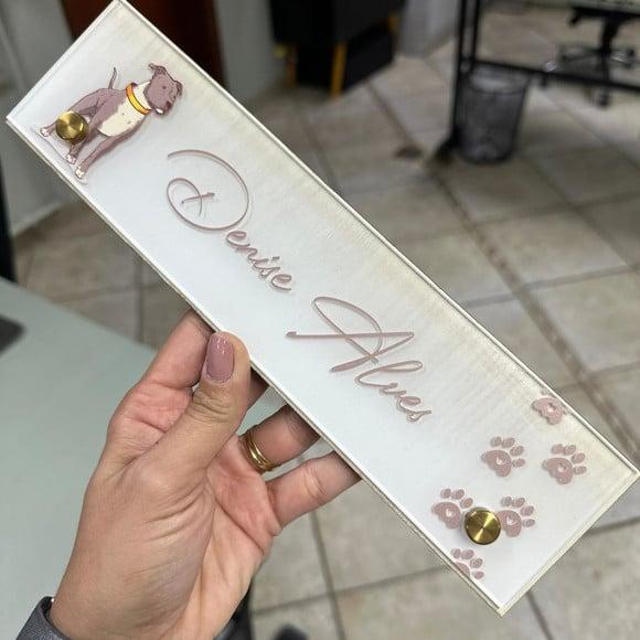 Placa de Identificação de Mesa - mdf e Acrílico 26x6,5